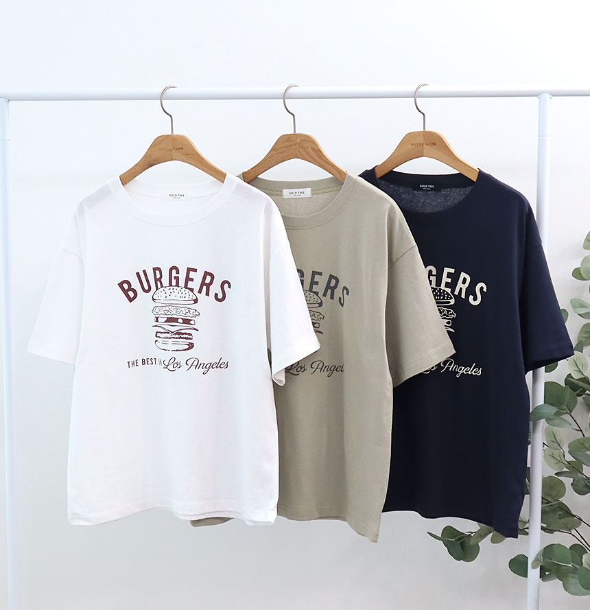 버거 라운드 반팔티 착용컷